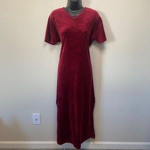 Victorias Secret Country Vintage Red Velvet Maxi Nightgown Size Large
